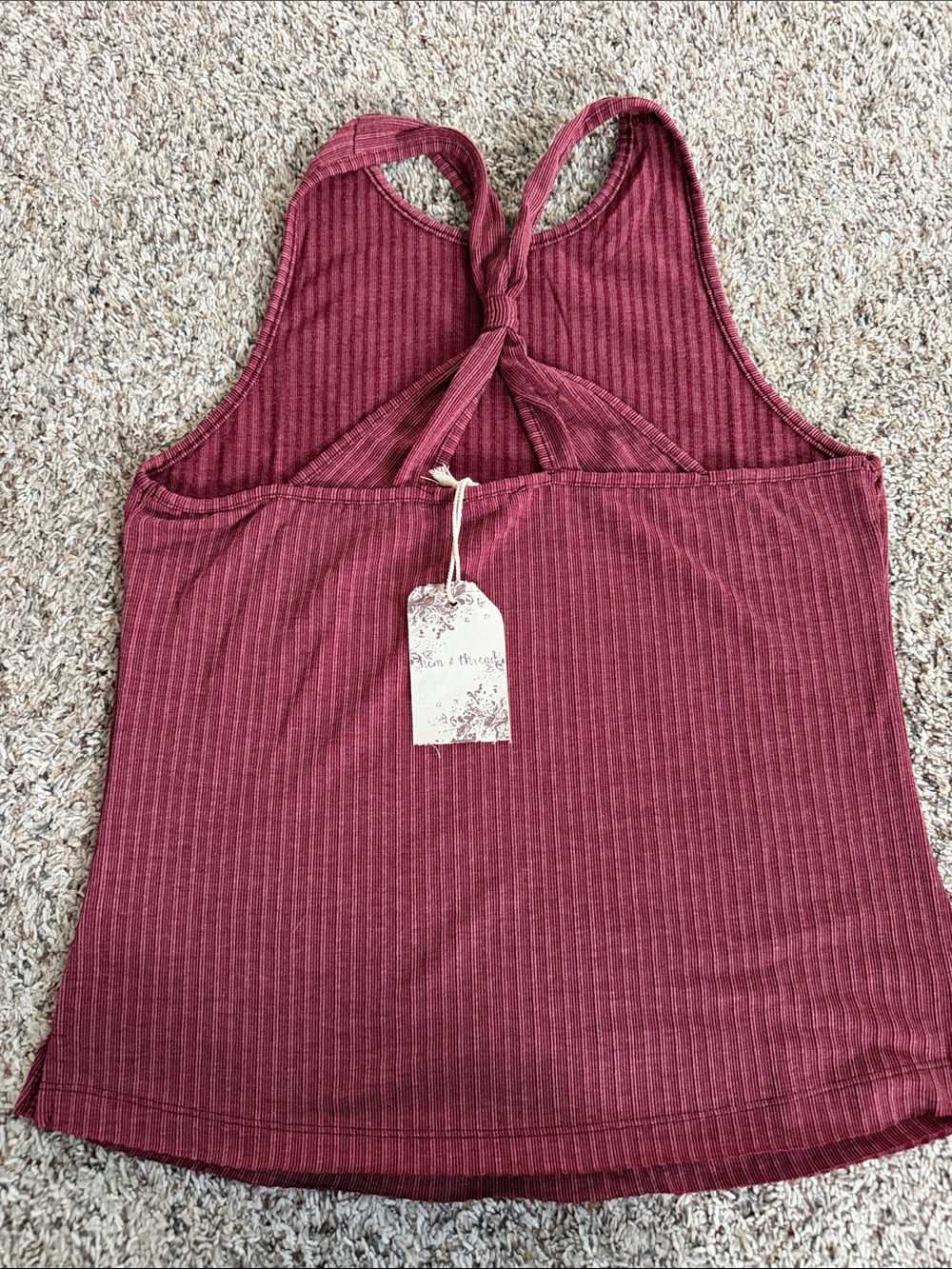 Hem & Thread Ribbed Racerback Tank - Wine - Picture 2 of 3